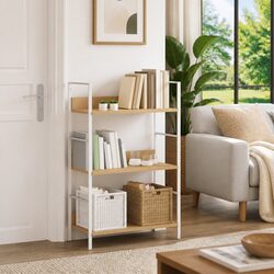 3-Layer Brown Book Shelf with Engineered Wood and Steel Frame