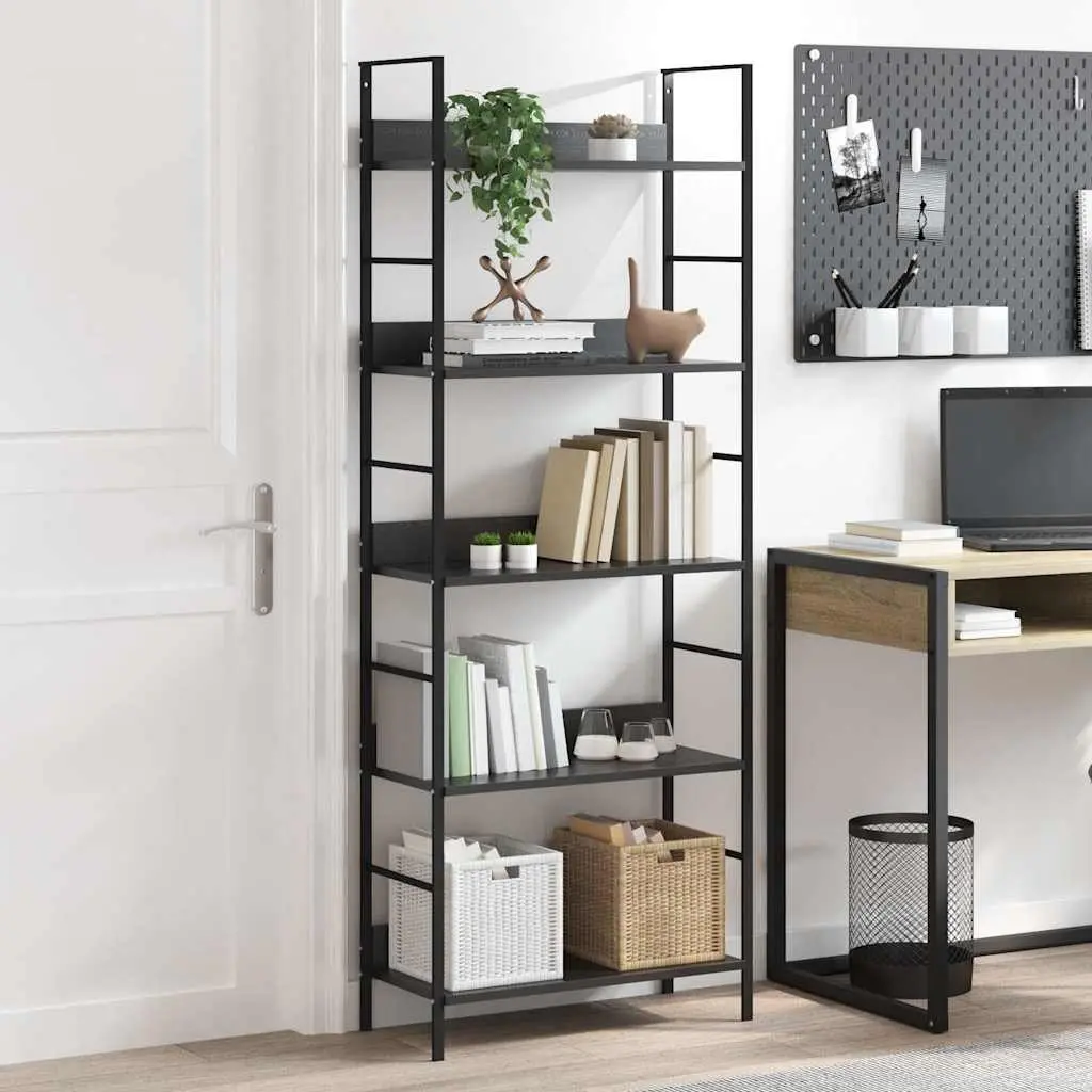 5-Layer Book Shelf Black Standing Cabinet Storage Display Rack Bookcase