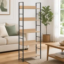 Sturdy 5-Layer Book Shelf in Brown Engineered Wood
