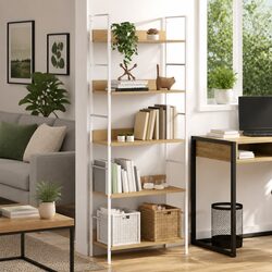 5-Layer Book Shelf Engineered Wood Brown Storage Display Rack Cabinet
