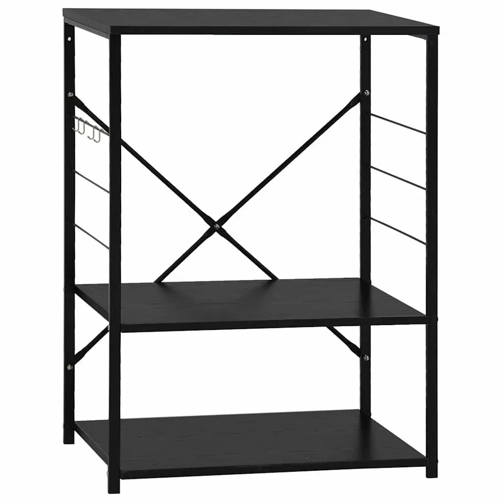 3-Tier Black Microwave Storage Cabinet 60x39.6x79.5cm
