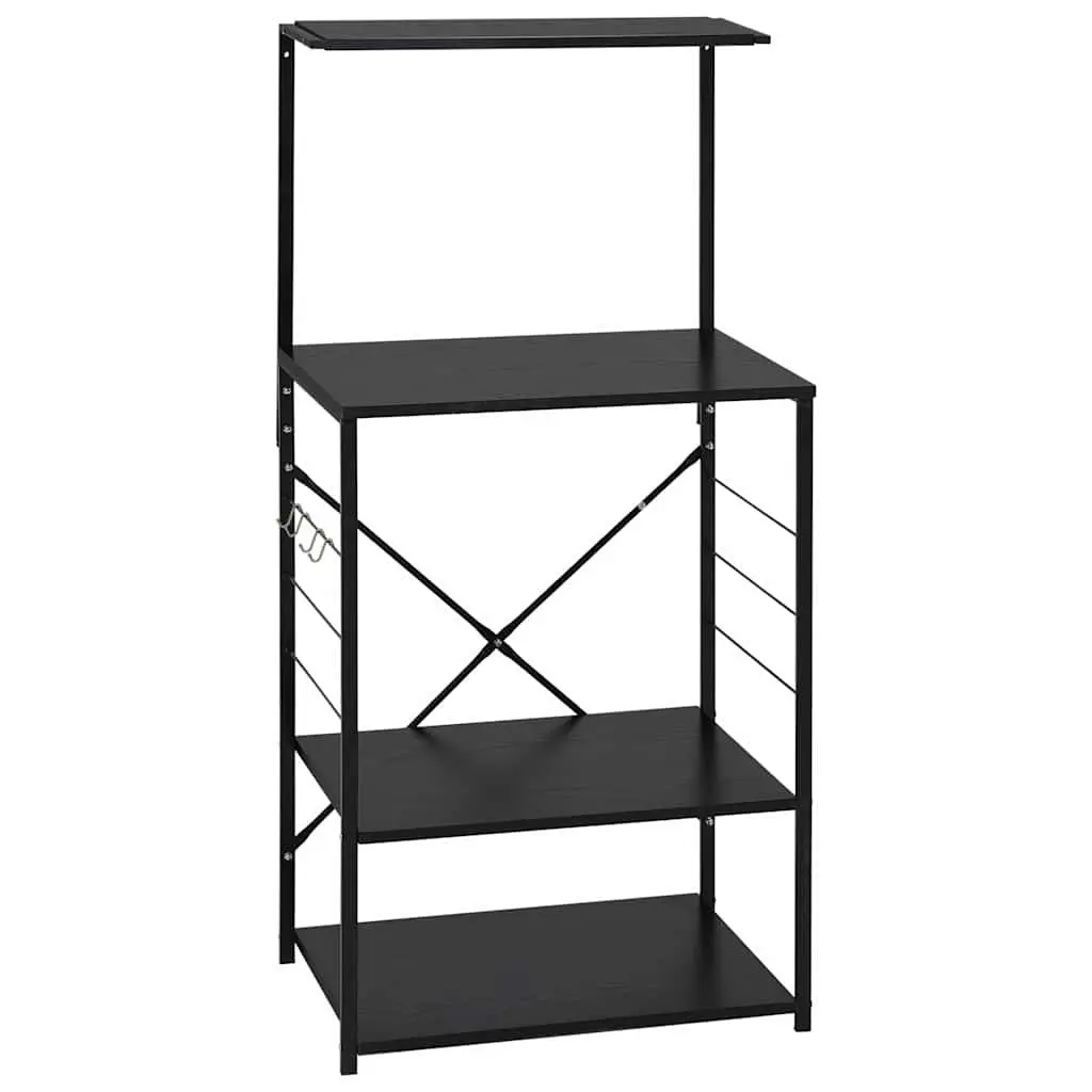 4-Tier Microwave Kitchen Storage Cabinet in Black