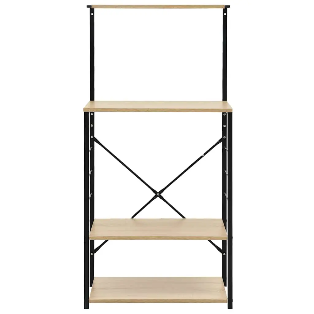 4-Tier Microwave Cabinet with Steel Frame in Black Oak