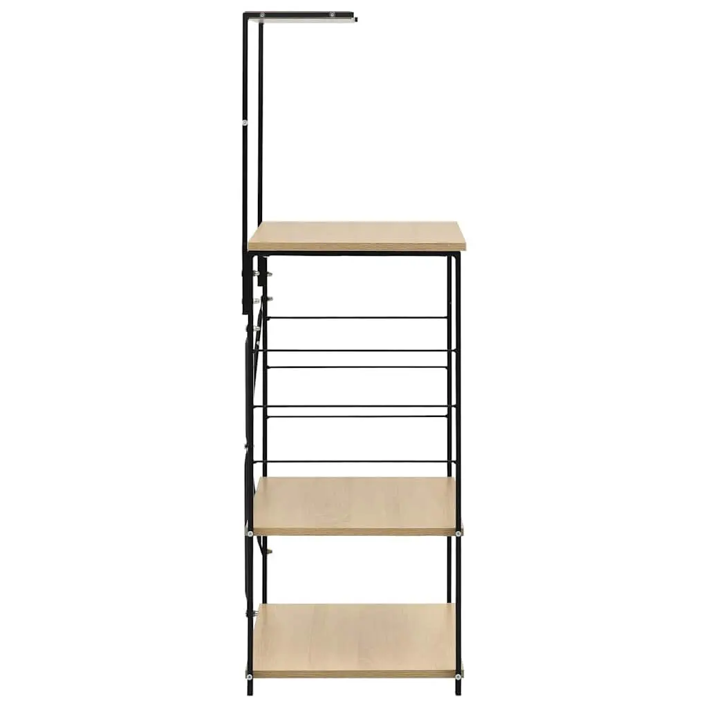 4-Tier Microwave Cabinet with Steel Frame in Black Oak