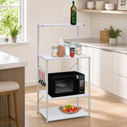 Durable 4-Tier White Microwave Cabinet for Kitchen Storage