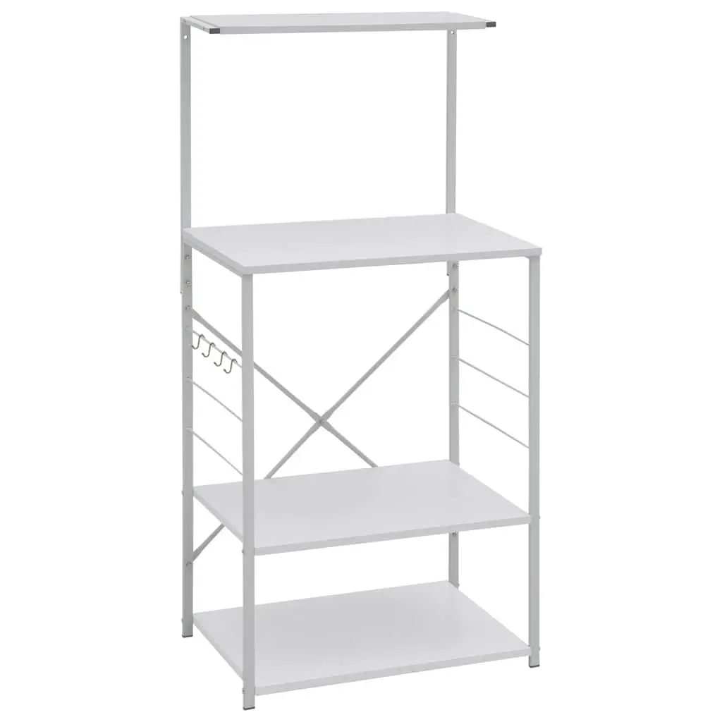 4-Tier White Microwave Cabinet for Kitchen Storage
