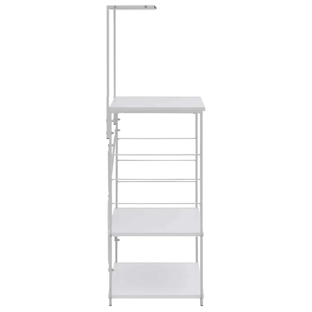 4-Tier White Microwave Cabinet for Kitchen Storage