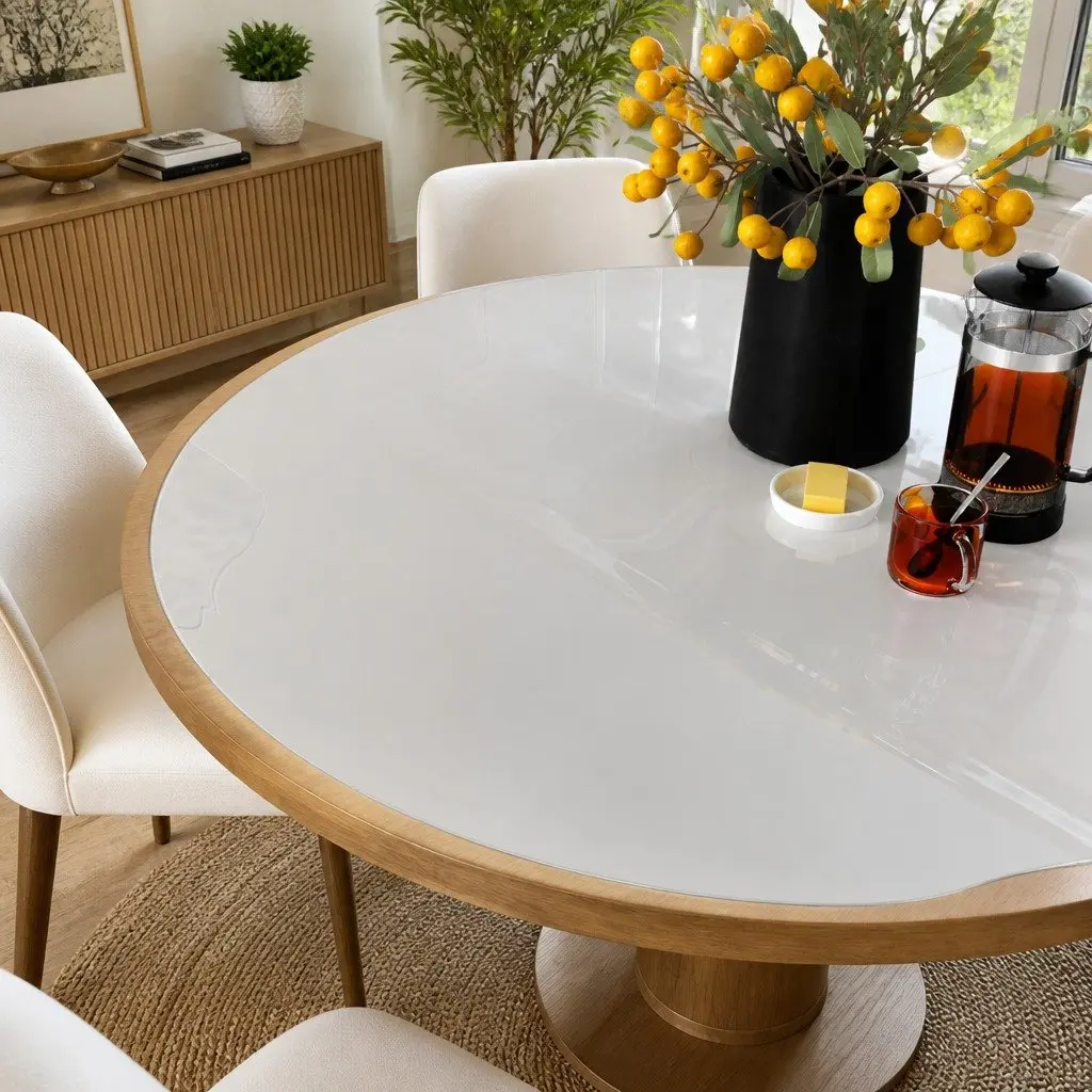 Transparent Round Table Protector for 110cm Surface