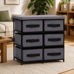 Grey Chest Organiser with 6 Functional Drawers