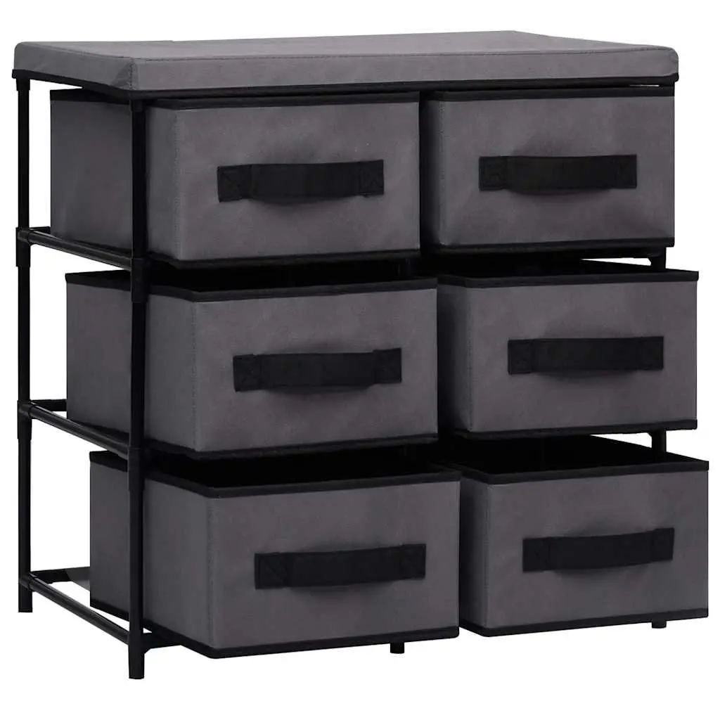 Storage Cabinet Fabric 55 x 29 x 55 cm Grey 6 Drawers