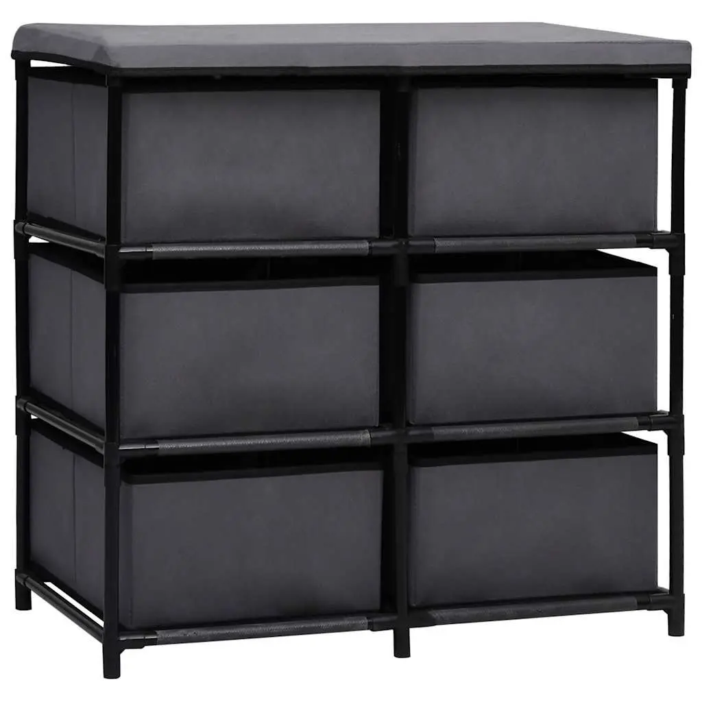 Storage Cabinet Fabric 55 x 29 x 55 cm Grey 6 Drawers