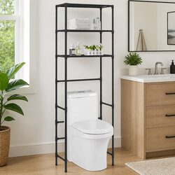 Durable 3-Tier Over Toilet Storage Rack in Black