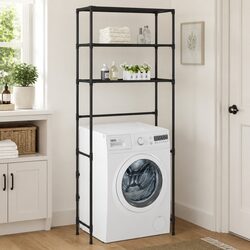 3-Tier Storage Rack Over Laundry Machine Organiser Bathroom Shelving Black