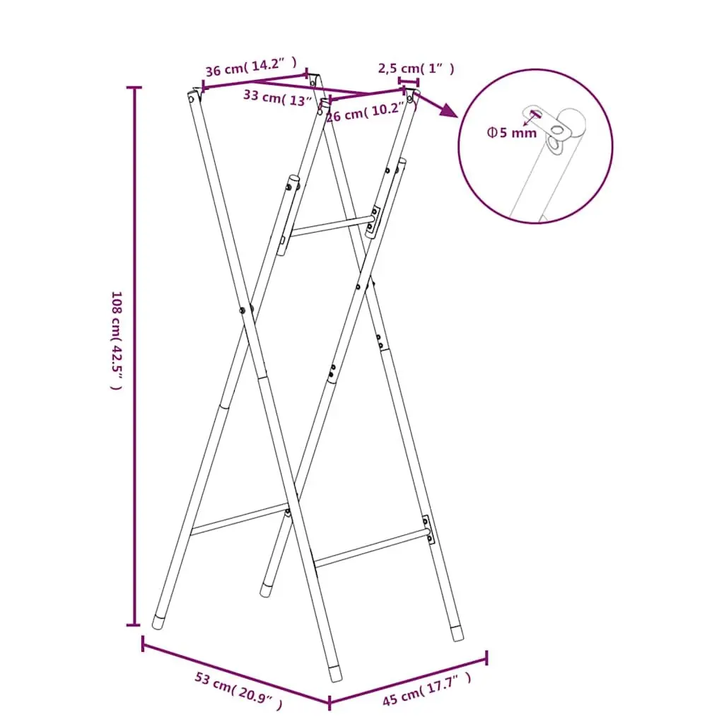 Silver Galvanised Steel Folding Bar Table Legs