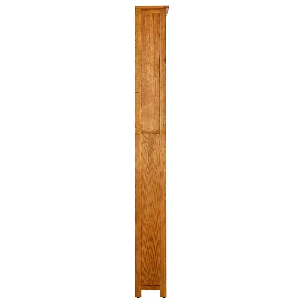 7-Tier Bookcase 90x22.5x200 cm Solid Oak Wood Storage Standing Shelf Display