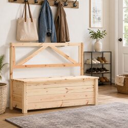 120 cm Solid Pine Wood Storage Bench for Outdoors