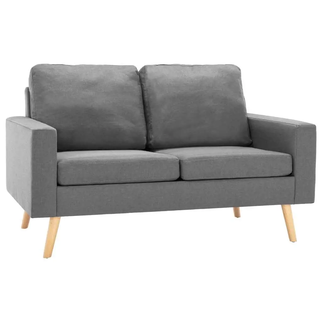 2-Seater Sofa in Grey Fabric with Padded Cushions