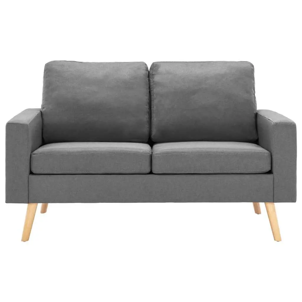 2-Seater Sofa in Grey Fabric with Padded Cushions