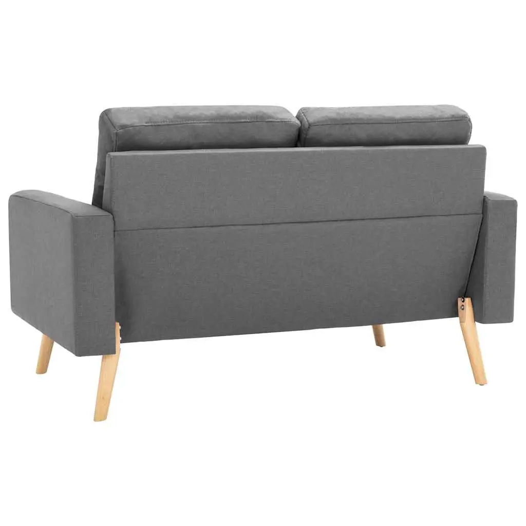 2-Seater Sofa in Grey Fabric with Padded Cushions