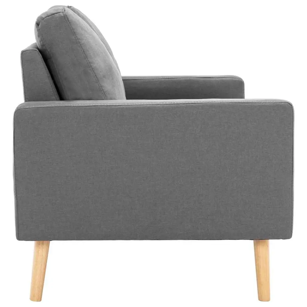 2-Seater Sofa in Grey Fabric with Padded Cushions