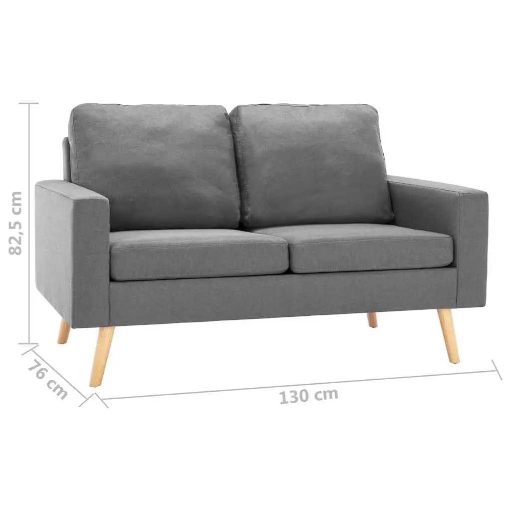 2-Seater Sofa in Grey Fabric with Padded Cushions