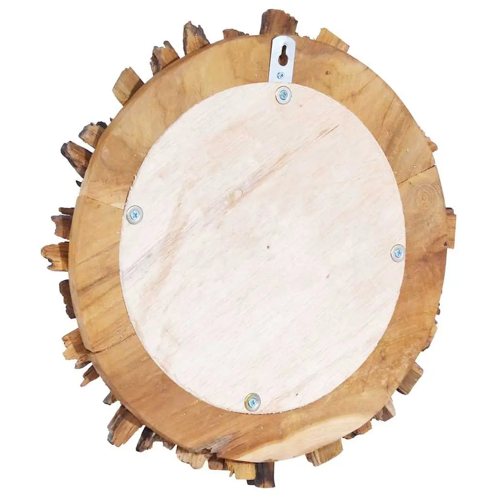 60 cm Round Mirror with Teak Wood Petal Frame