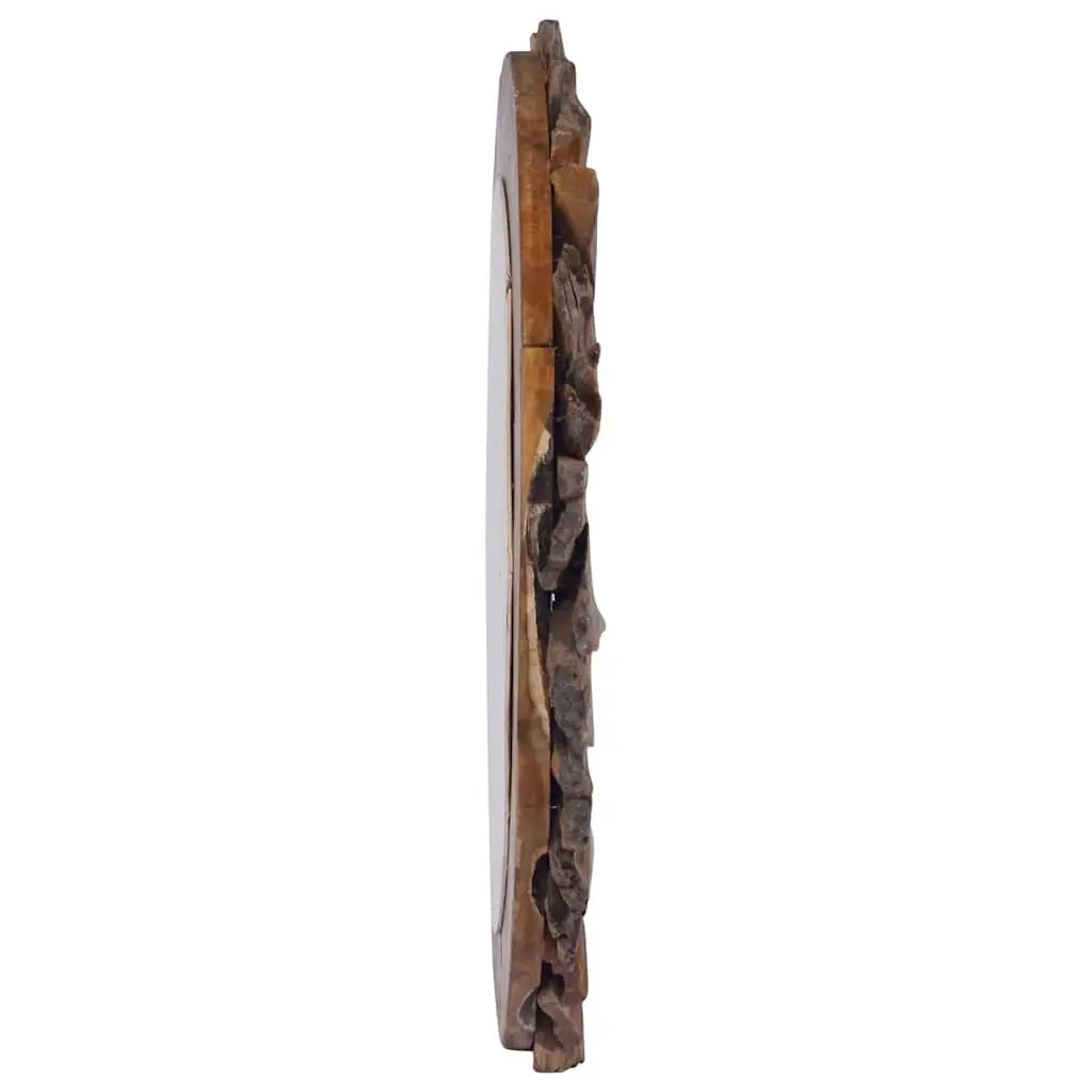 60 cm Round Mirror with Teak Wood Petal Frame