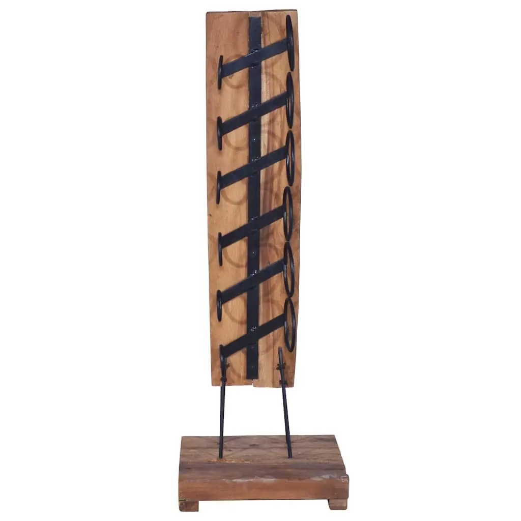 Wine Rack Wooden Floor Stand Teak Brown 6 Bottles