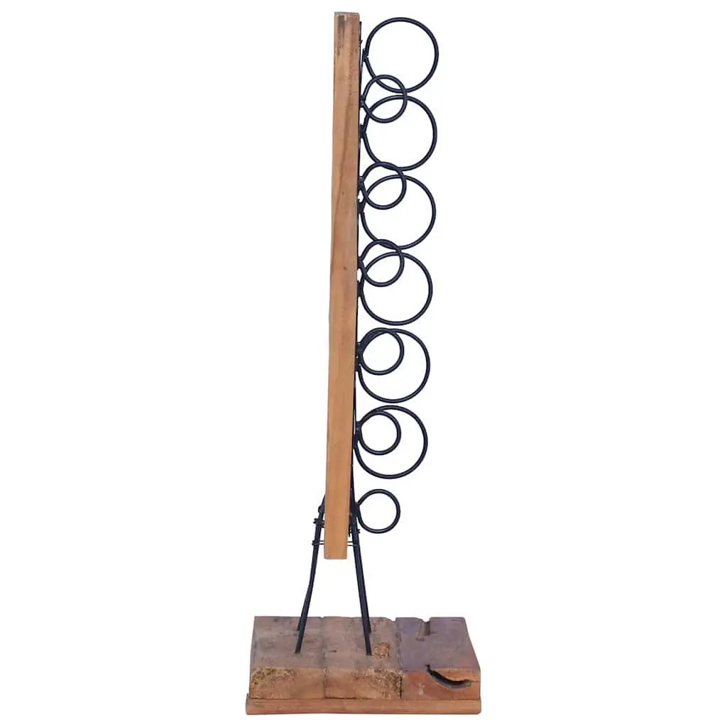 Wine Rack Wooden Floor Stand Teak Brown 6 Bottles