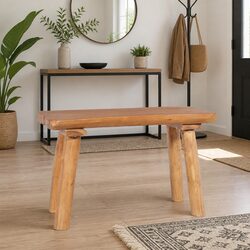 80cm Solid Teak Wood Garden Bench for Indoor and Outdoor