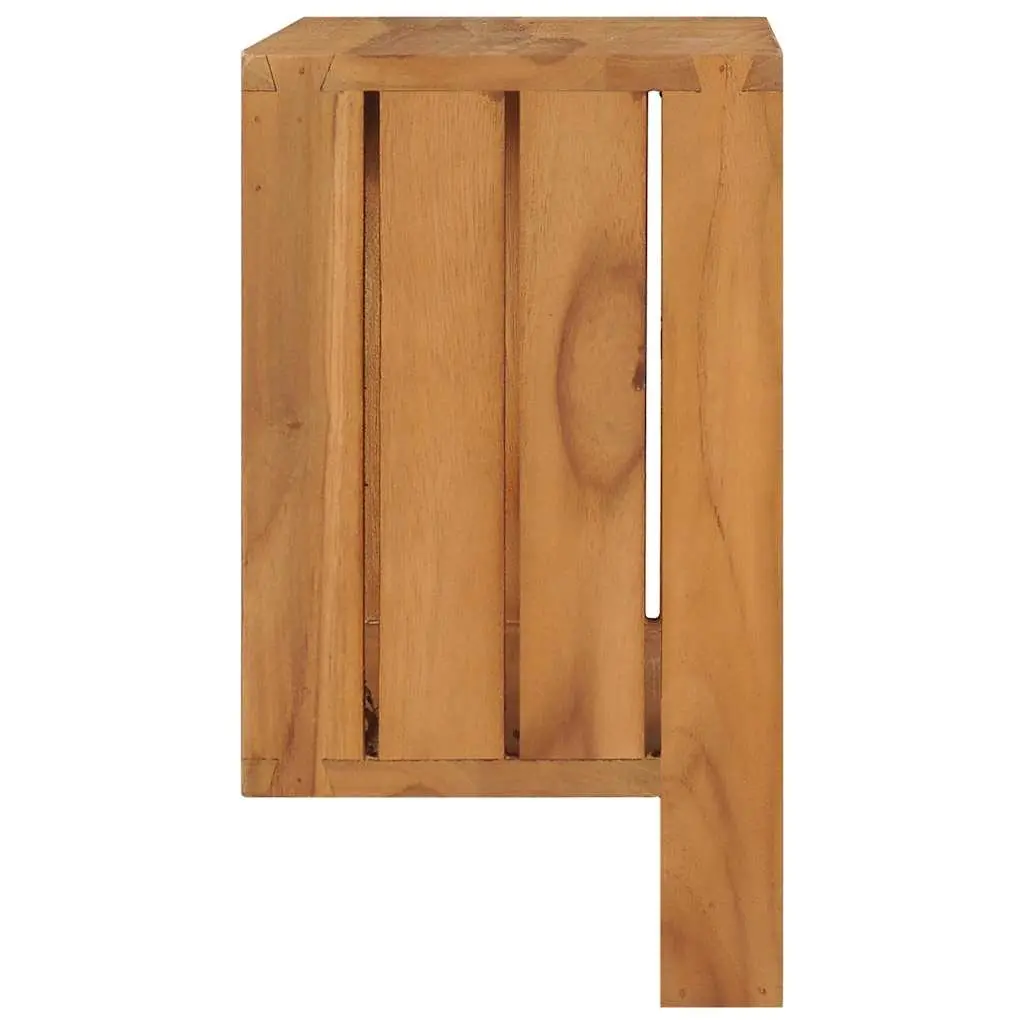Solid Teak Wood Wall-mounted Towel Rack with Shelf
