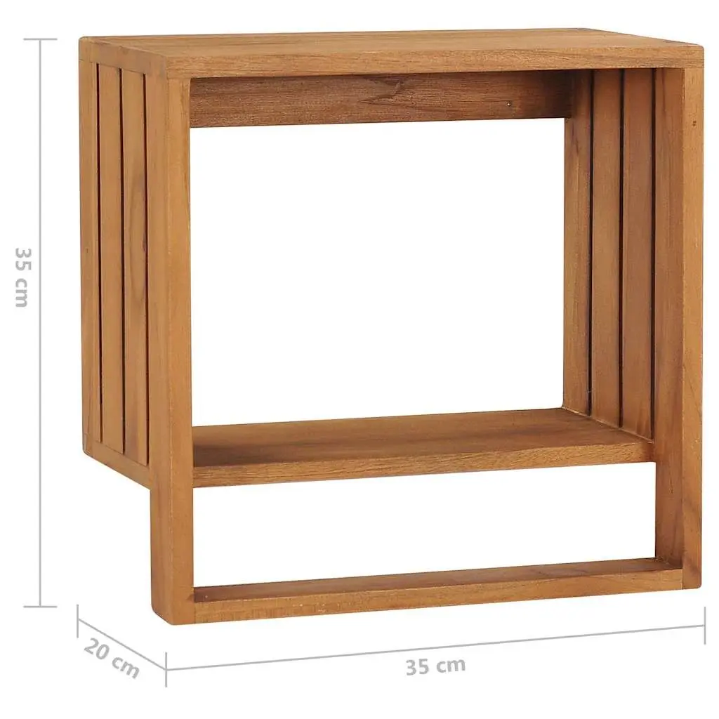 Solid Teak Wood Wall-mounted Towel Rack with Shelf