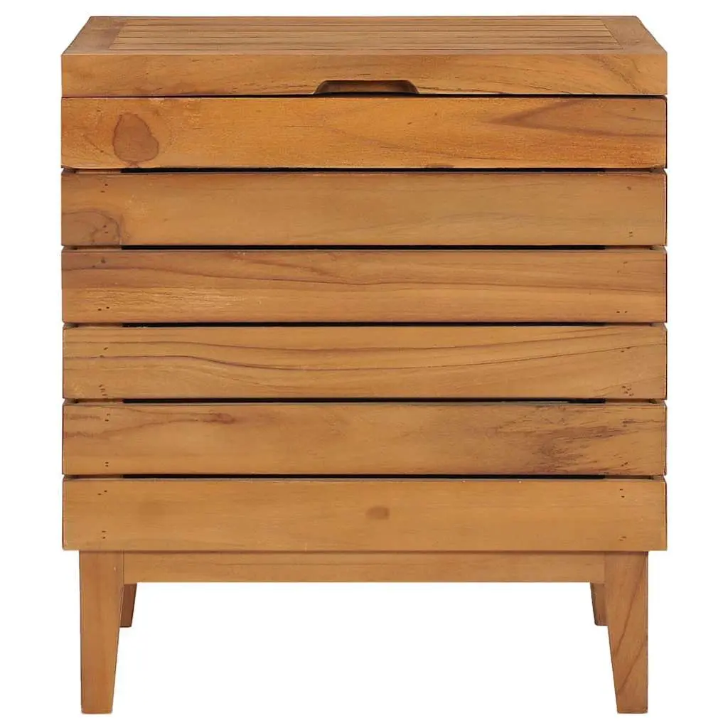 Laundry Basket Slatted Design Solid Wood Brown Colonial Rustic Bathroom Storage