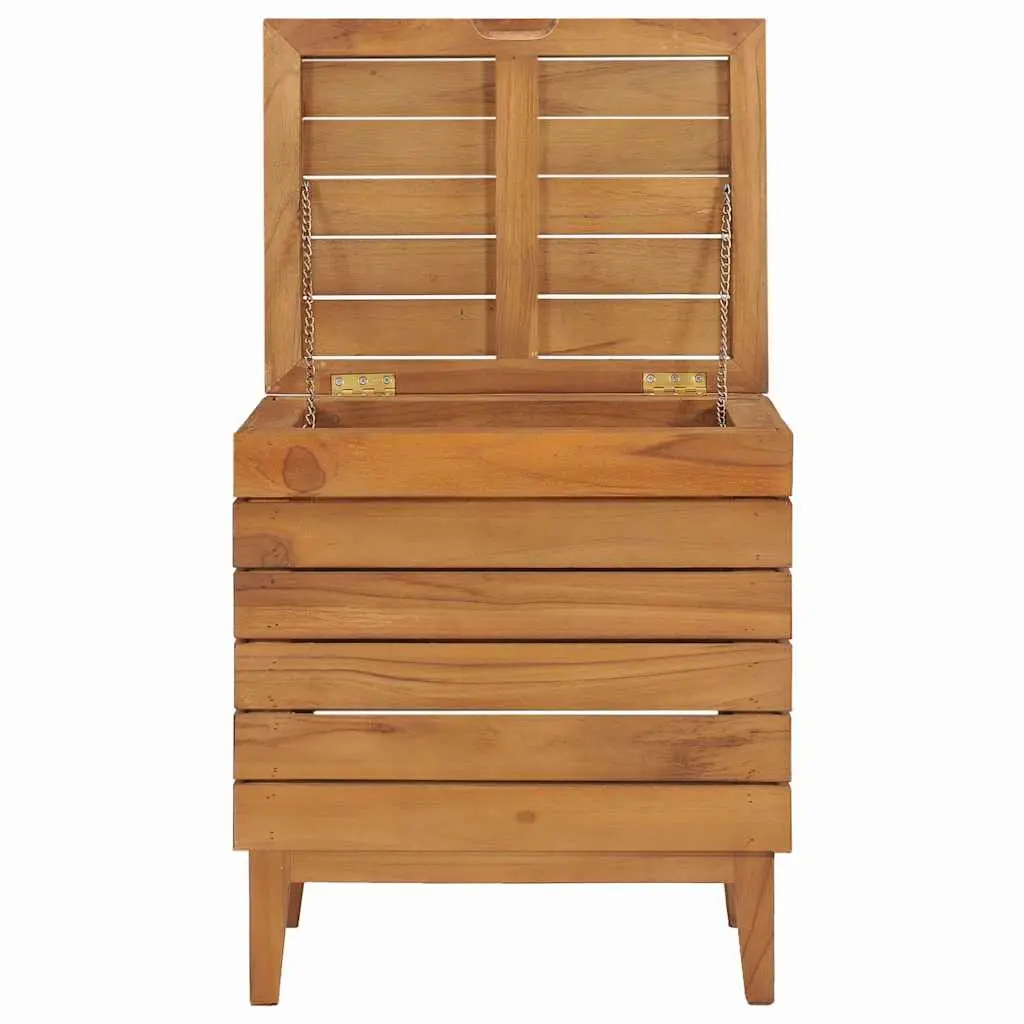 Laundry Basket Slatted Design Solid Wood Brown Colonial Rustic Bathroom Storage