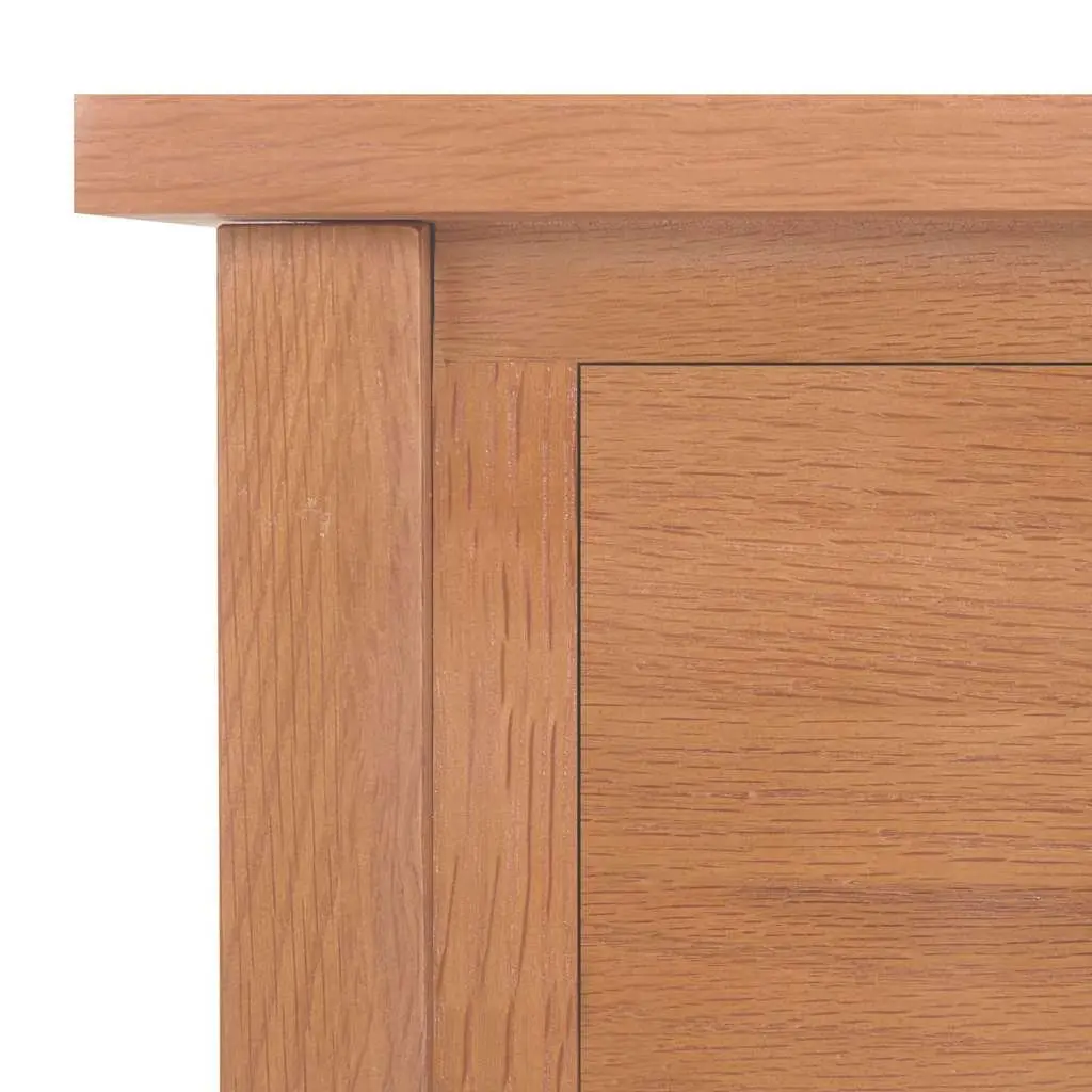 Oak Wood End Table with Drawer and Shelf