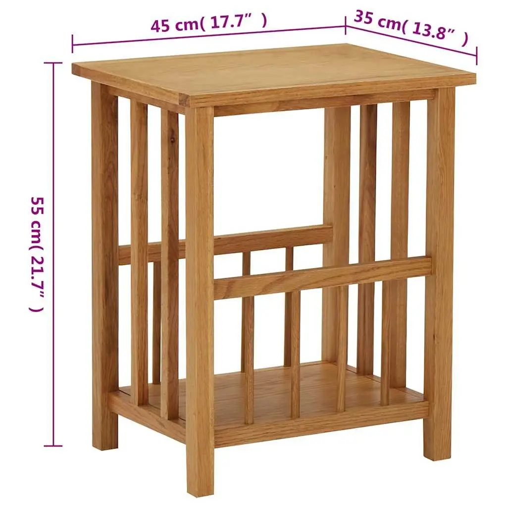 End Table Oak Wood Compact Brown 45x35x55cm