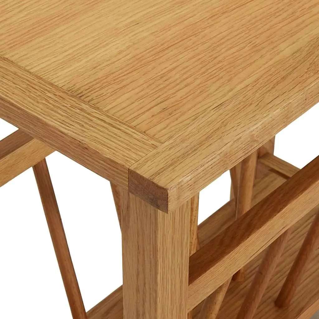 Solid Oak End Table with Magazine Rack 45x27x42 cm