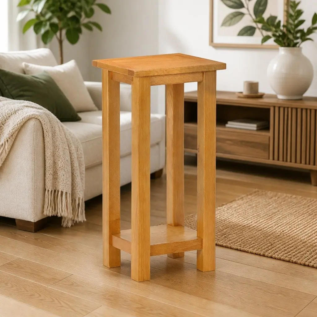 Accent Side Table with Shelf for Living Room