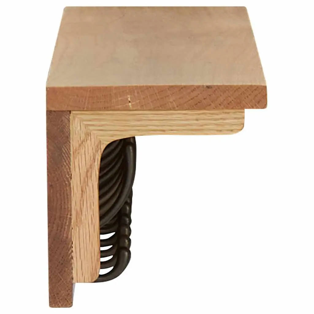 Coat Rack Wall-Mounted Brown 9 Hooks Solid Oak Wood Entryway Hallway Storage