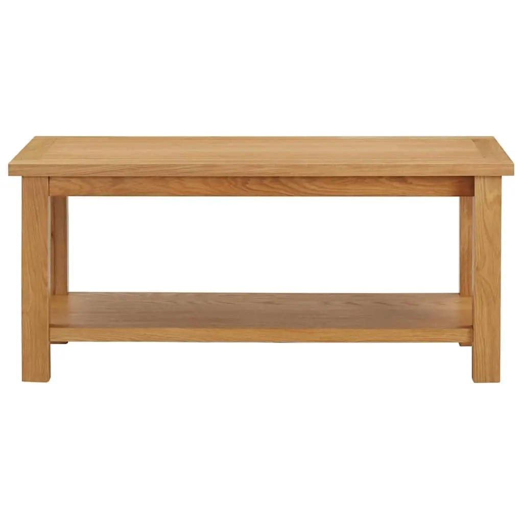 Solid Oak Coffee Table 90x45x40 cm with Storage Shelf
