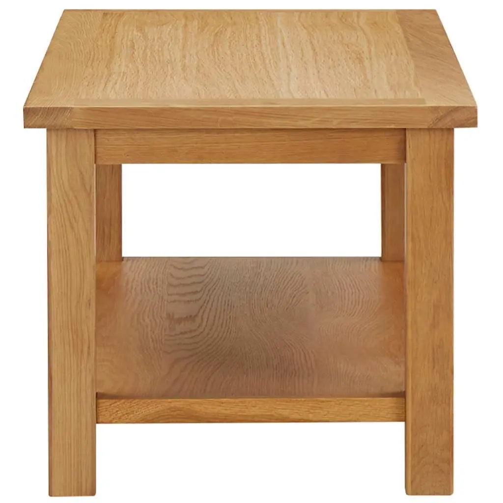 Solid Oak Coffee Table 90x45x40 cm with Storage Shelf