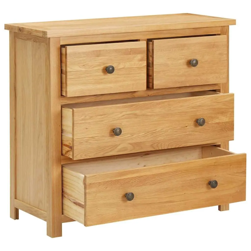 Solid Oak Chest of Drawers with 4 Spacious Drawers