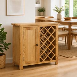 Solid Oak Wine Cabinet with 11 Bottle Capacity