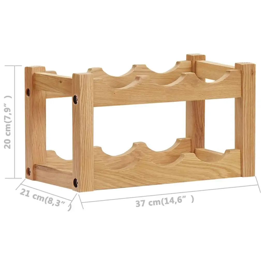 Freestanding Solid Oak Wine Rack for 6 Bottles