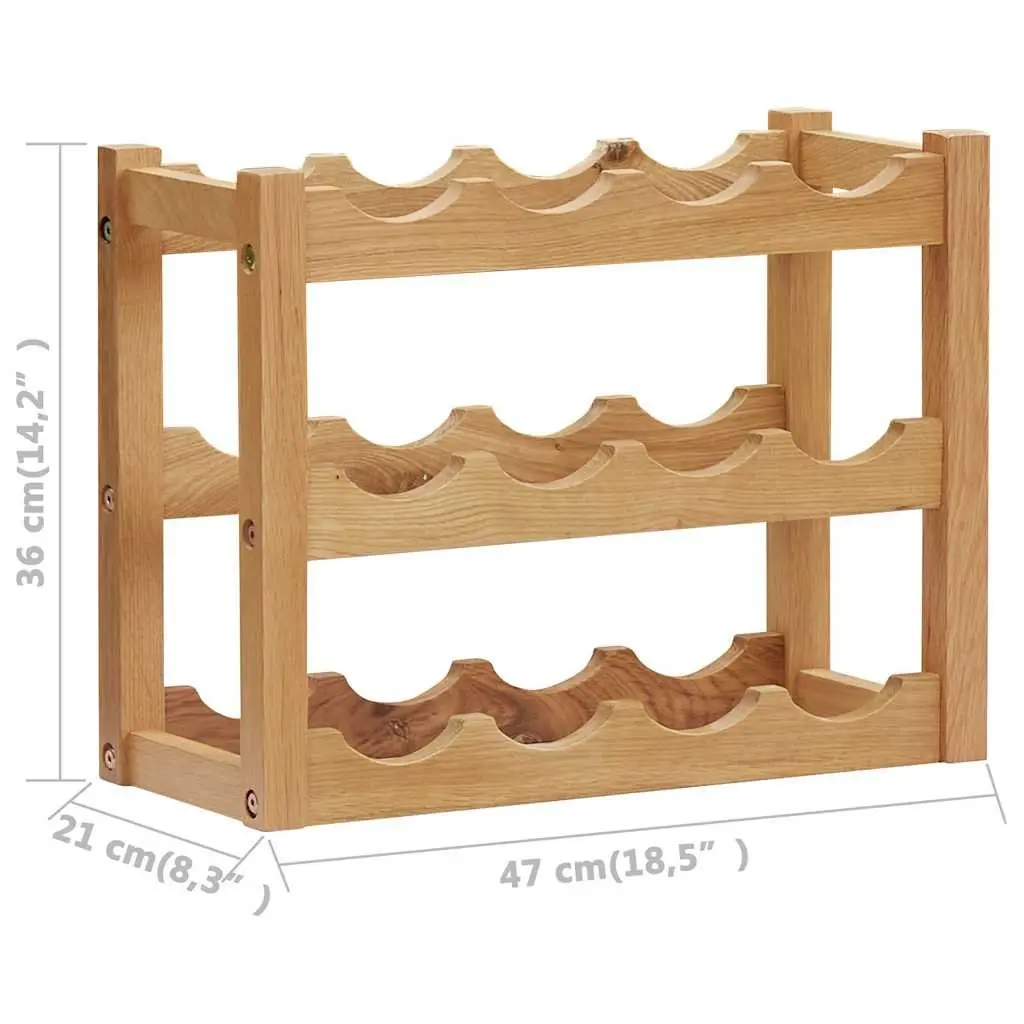 Solid Oak Wood Freestanding Wine Rack for 6 Bottles