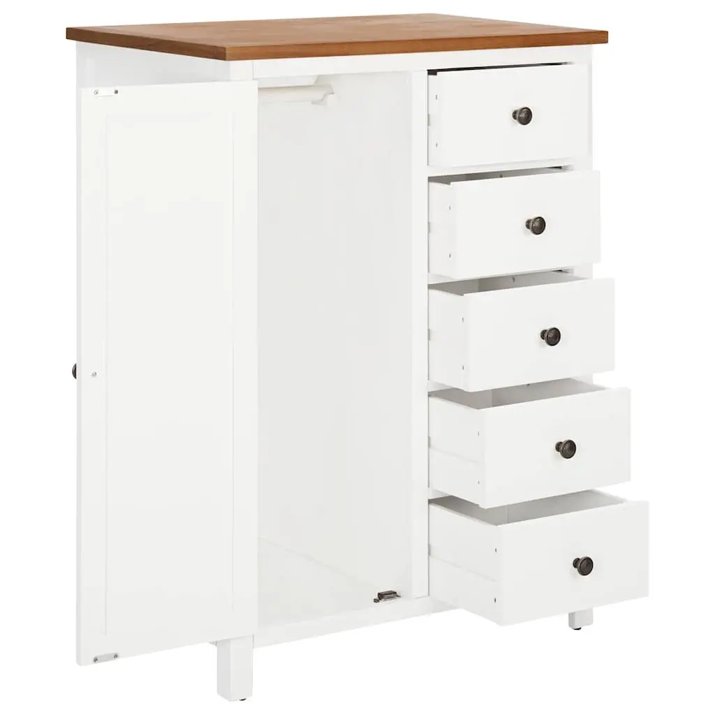 Solid Oak Wardrobe Cabinet with Rod and Drawers