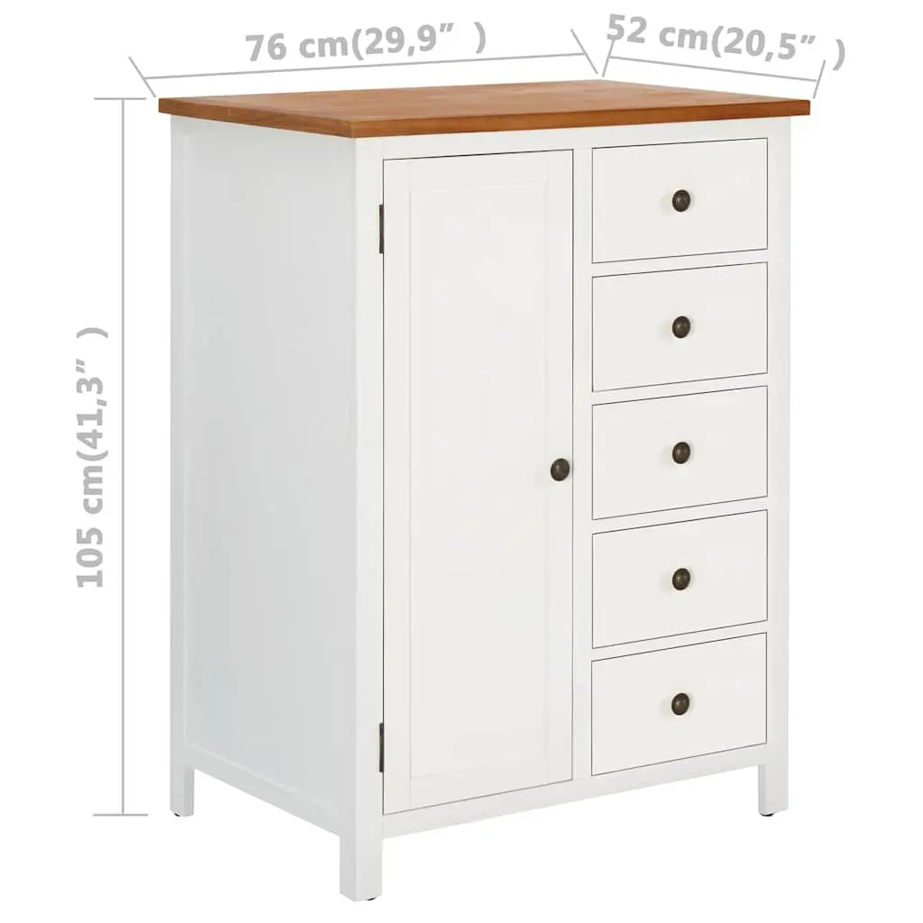 Solid Oak Wardrobe Cabinet with Rod and Drawers