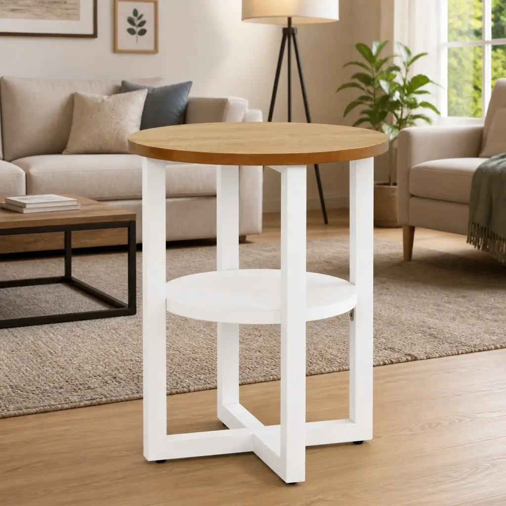 Side Table Oak Wood 40x50 cm Brown