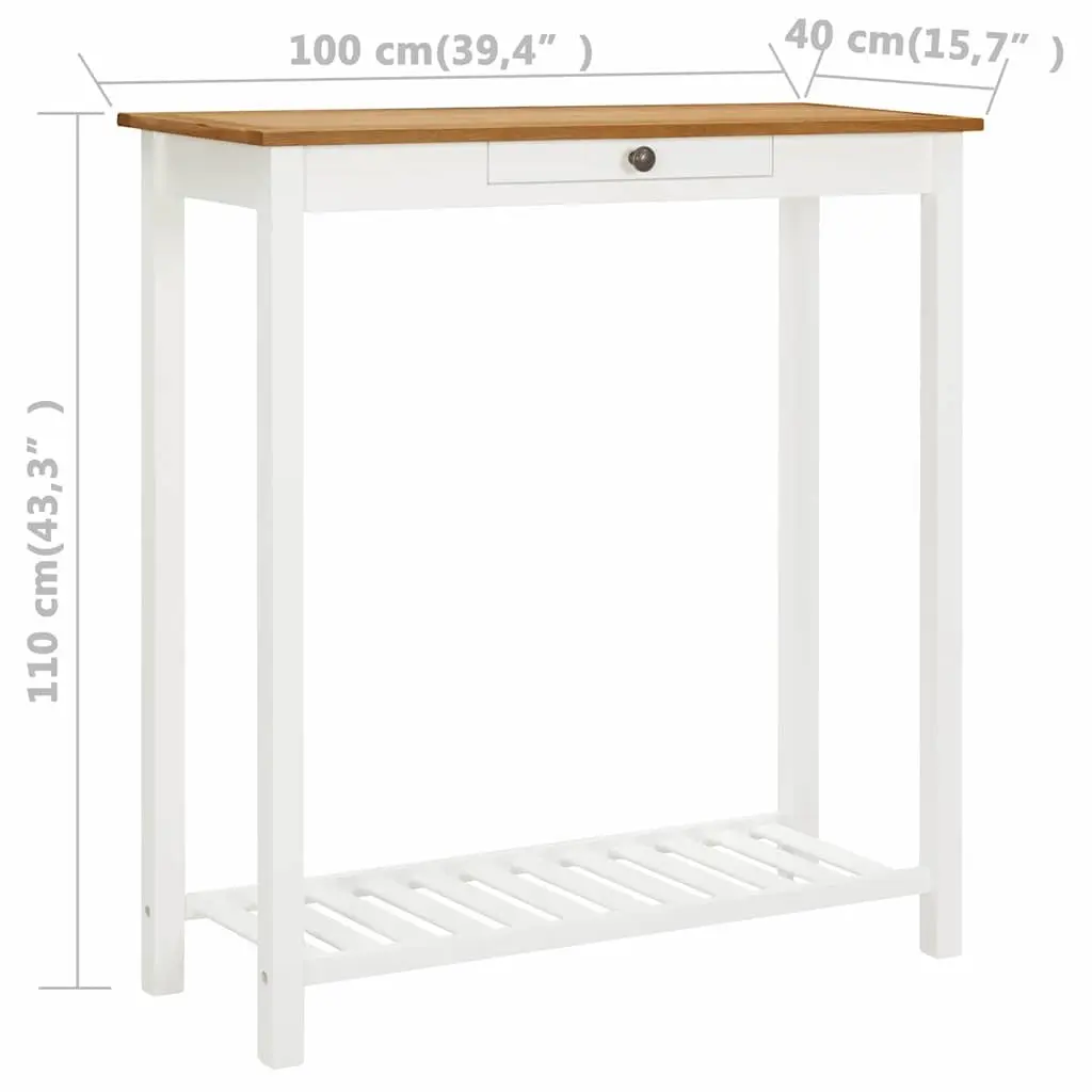 Solid Oak Wood Bar Table 100x40x110cm Brown