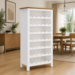 Wine Cabinet Storage Furniture 56x32x110 cm Solid Oak Wood 7 Open Racks